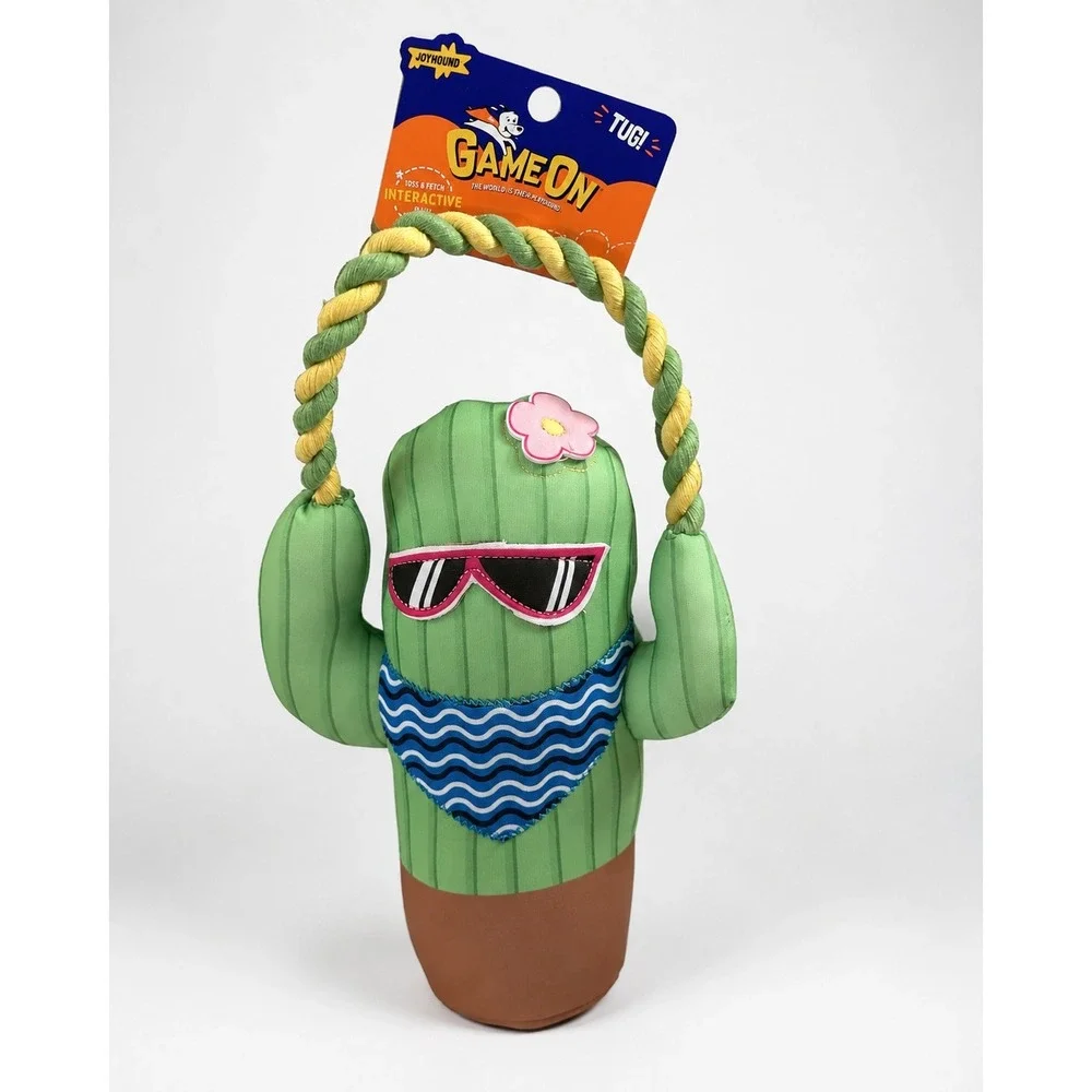 Joyhound Game On Cactus Plush Rope Dog Toy Squeaker Tug Fetch Water Play NWT
